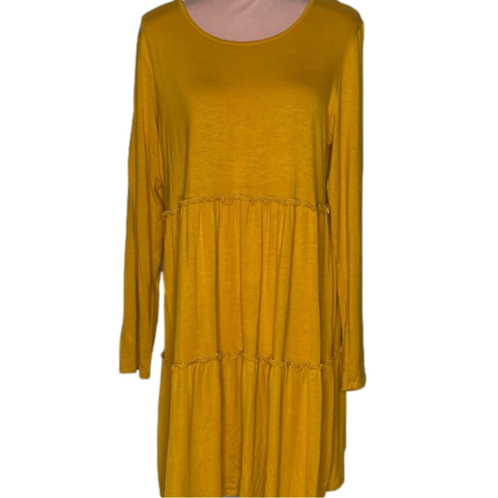 Heimish USA mustard‎ tiered dress.